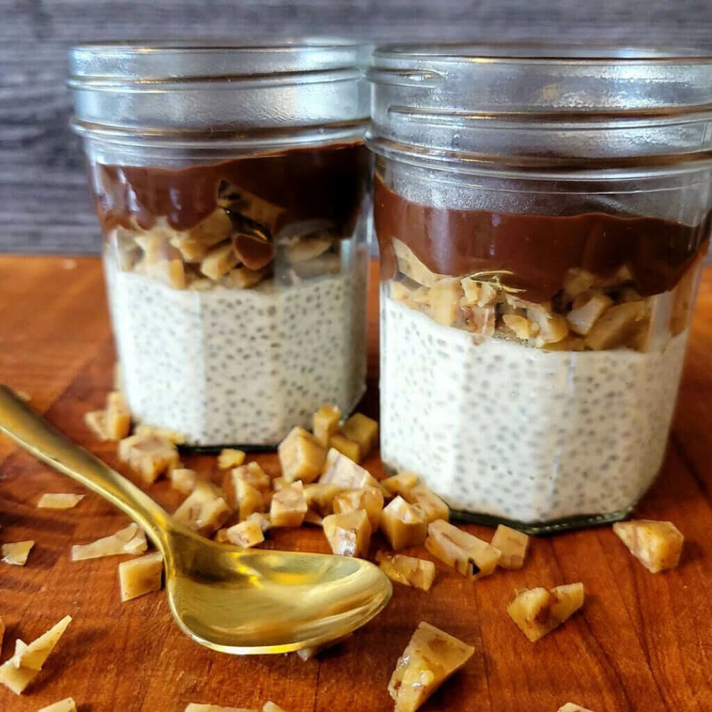 Keto Snickers Protein Chia Pudding